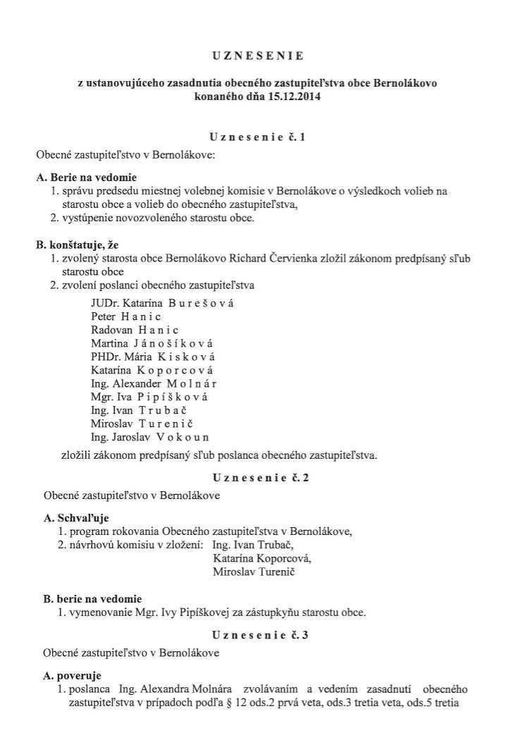 uznesenia OZ